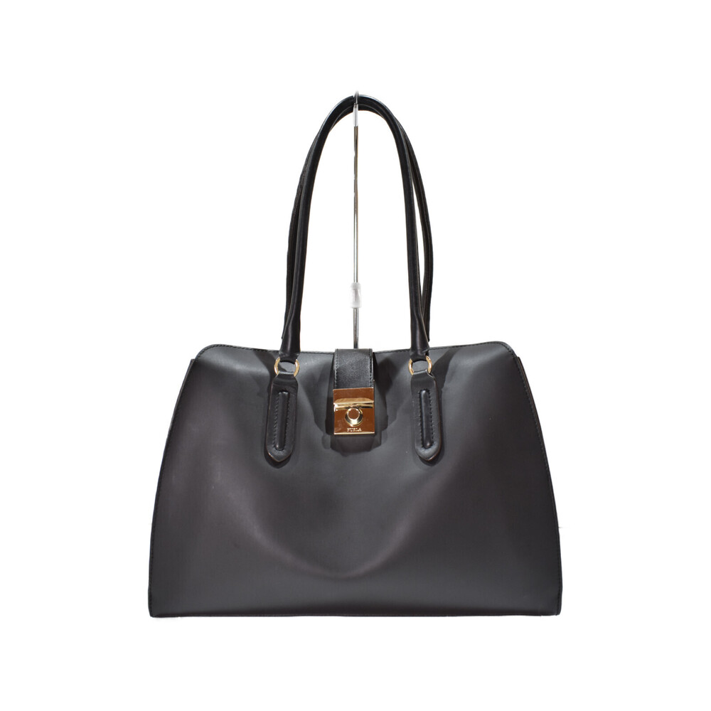 Furla black leather handbag bag the